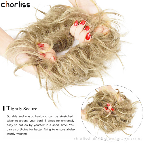 Factory Price Top Quality Chorliss For Black Women Bangs Hair Wave Buns In Synthetic Curly Chignon Drawstring Hair Pieces